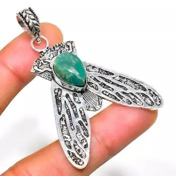 Ювелирный кулон ручной работы с амазонитом 925 пробы, посеребренный, 2,34 дюйма 2.34 синий