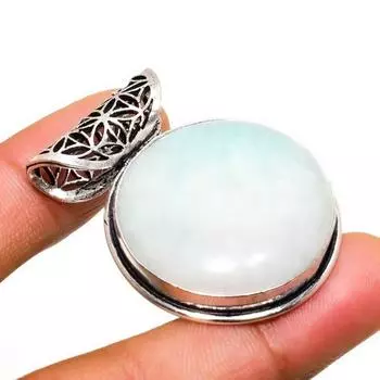 Ювелирный кулон ручной работы с амазонитом 925 пробы, посеребренный, 1,51 дюйма 1.51 синий