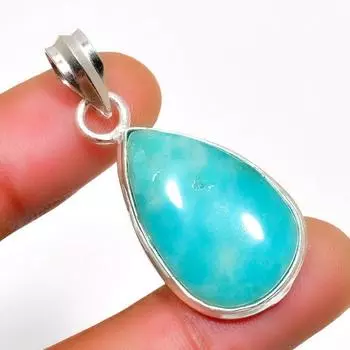 Ювелирный кулон ручной работы с амазонитом 925 пробы, посеребренный, 1,51 дюйма 1.51 синий