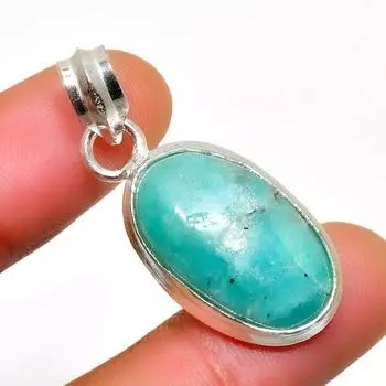 Ювелирный кулон ручной работы с амазонитом 925 пробы, посеребренный, 1,36 дюйма 1.36 синий