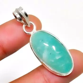 Ювелирный кулон ручной работы с амазонитом 925 пробы, посеребренный, 1,51 дюйма 1.51 синий