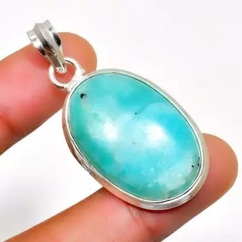 Ювелирный кулон ручной работы с амазонитом 925 пробы, посеребренный, 1,70 дюйма 1.70 синий