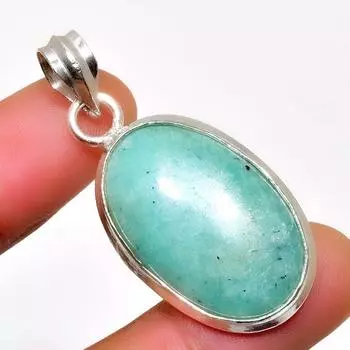 Ювелирный кулон ручной работы с амазонитом 925 пробы, посеребренный, 1,70 дюйма 1.70 синий
