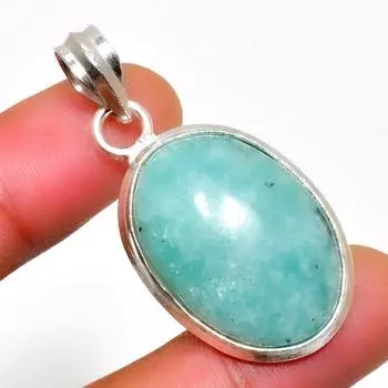 Ювелирный кулон ручной работы с амазонитом 925 пробы, посеребренный, 1,70 дюйма 1.70 синий