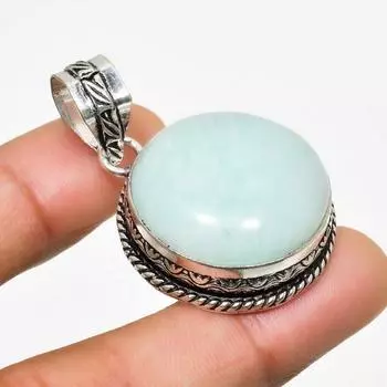 Ювелирный кулон ручной работы с амазонитом, посеребренный 925 пробы, 1,70 дюйма 1.70 синий