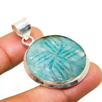Ювелирный кулон ручной работы с амазонитом, посеребренный 925 пробы, 1,70 дюйма 1.70 синий
