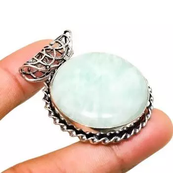 Ювелирный кулон ручной работы с амазонитом, посеребренный 925 пробы, 1,59 дюйма 1.59 синий