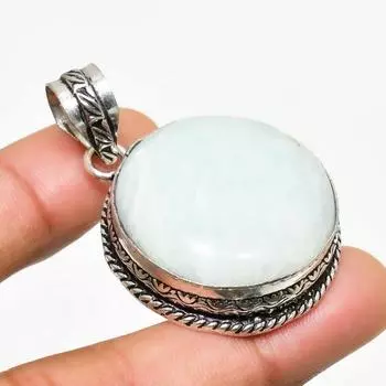 Ювелирный кулон ручной работы с амазонитом, посеребренный 925 пробы, 1,70 дюйма 1.70 синий