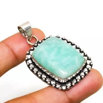 Ювелирный кулон ручной работы с амазонитом, посеребренный 925 пробы, 1,70 дюйма 1.70 синий