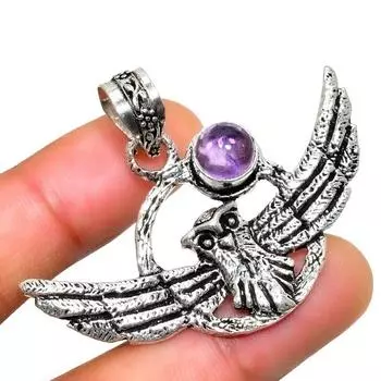 Ювелирный кулон ручной работы с аметистом 925 пробы, посеребренный, 1,51 дюйма 1.51 фиолетовый