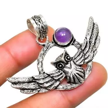 Ювелирный кулон ручной работы с аметистом 925 пробы, посеребренный, 1,51 дюйма 1.51 фиолетовый