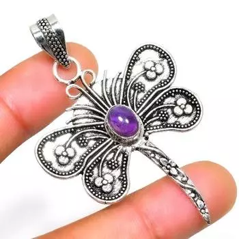 Ювелирный кулон ручной работы с аметистом 925 пробы, посеребренный, 2,27 дюйма 2.27 фиолетовый
