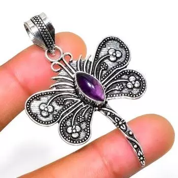 Ювелирный кулон ручной работы с аметистом 925 пробы, посеребренный, 2,27 дюйма 2.27 фиолетовый