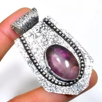 Ювелирный кулон ручной работы с аметистом 925 пробы, посеребренный, 2,27 дюйма 2.27 фиолетовый