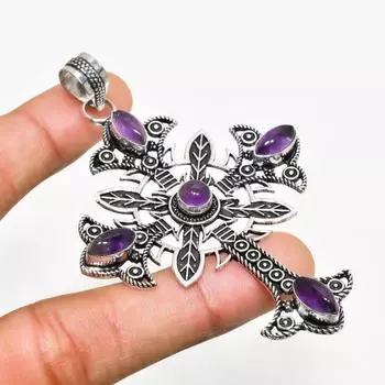 Ювелирный кулон ручной работы с аметистом и серебром 925 пробы 3,21 дюйма 3.21 фиолетовый