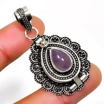 Ювелирный кулон ручной работы с аметистом и драгоценным камнем 925 пробы, посеребренный, 1,70 дюйма 1.70 фиолетовый