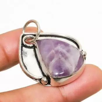 Ювелирный кулон ручной работы с аметистовым драгоценным камнем, посеребренный 925 пробы, 1,51 дюйма 1.51 фиолетовый