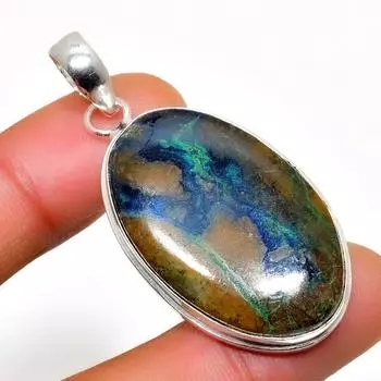 Ювелирный кулон ручной работы с азуритом 925 пробы, посеребренный, 1,89 дюйма 1.89 синий