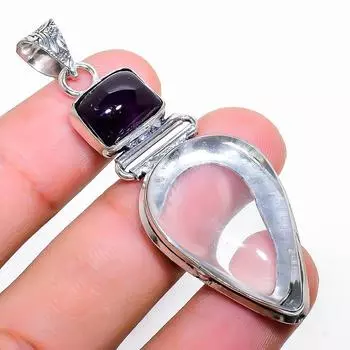 Ювелирный кулон ручной работы с белым топазом из стерлингового серебра 925 пробы 2,40 дюйма c7F76 белый