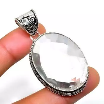 Ювелирный кулон ручной работы с белым топазом 925 пробы, посеребренный, 1,89 дюйма 1.89 белый