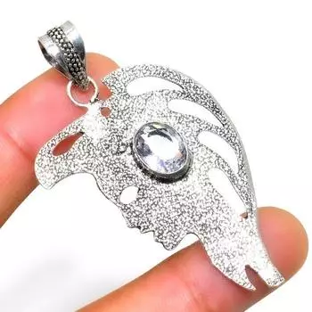 Ювелирный кулон ручной работы с белым топазом 925 пробы, посеребренный, 2,38 дюйма 2.38 белый