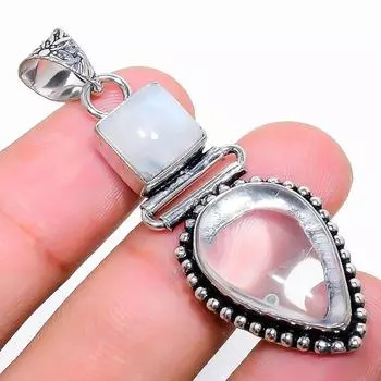 Ювелирный кулон ручной работы с белым топазом из стерлингового серебра 925 пробы 2,13 дюйма k5L05 белый