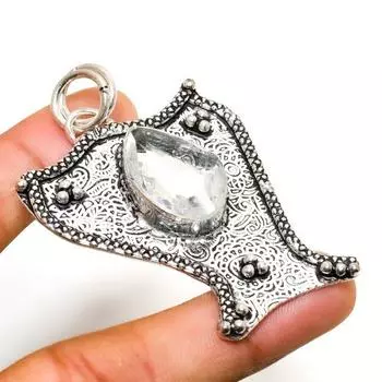 Ювелирный кулон ручной работы с белым топазом, посеребренный 925 пробы, 2,46 дюйма 2.46 белый