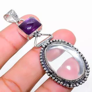 Ювелирный кулон ручной работы с белым топазом из стерлингового серебра 925 пробы 2,60 дюйма j8Q52 белый