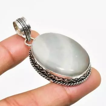 Ювелирный кулон ручной работы с ботсванским агатом, посеребренный 925 пробы, 2,00 дюйма 2.00 чёрный