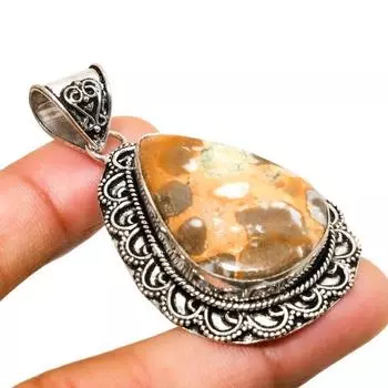 Ювелирный кулон ручной работы с бокситом 925 пробы, посеребренный, 2,08 дюйма 2.08 коричневый