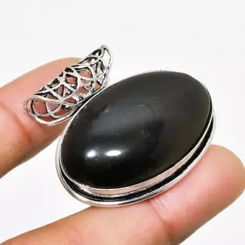 Ювелирный кулон ручной работы с черным ониксом и серебром 925 пробы 1,13 дюйма 1.13 чёрный