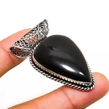 Ювелирный кулон ручной работы с черным ониксом и серебром 925 пробы 1,89 дюйма 1.89 чёрный