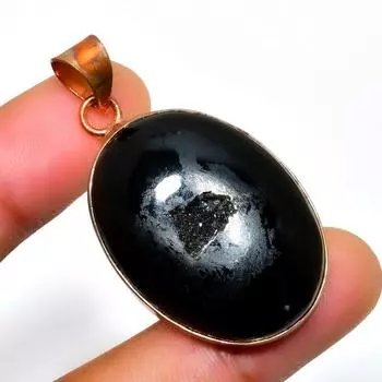 Ювелирный кулон ручной работы с черным ониксом 925 пробы, посеребренный, 1,70 дюйма 1.70 чёрный