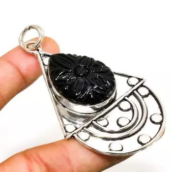 Ювелирный кулон ручной работы с черным ониксом и серебром 925 пробы 2,76 дюйма 2.76 чёрный