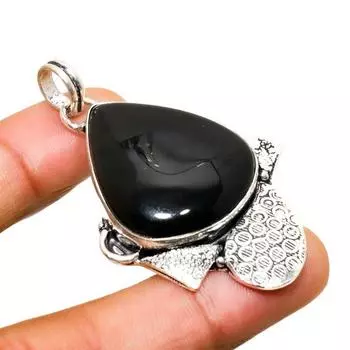 Ювелирный кулон ручной работы с черным ониксом и серебром 925 пробы 2,08 дюйма 2.08 чёрный