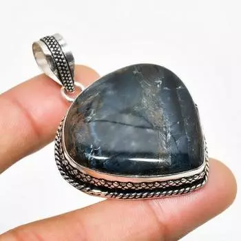 Ювелирный кулон ручной работы с черным тигровым глазом, посеребренный 925 пробы, 2,08 дюйма 2.08 чёрный