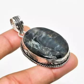 Ювелирный кулон ручной работы с черным тигровым глазом, посеребренный 925 пробы, 2,08 дюйма 2.08 чёрный