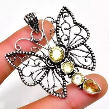 Ювелирный кулон ручной работы с цитрином 925 пробы, посеребренный, 2,08 дюйма 2.08 жёлтый