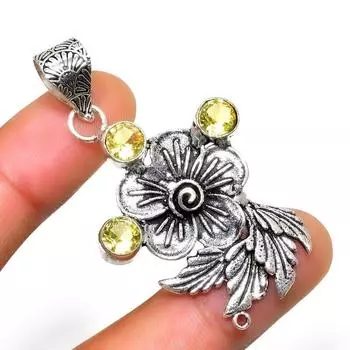 Ювелирный кулон ручной работы с цитрином 925 пробы, посеребренный, 2,08 дюйма 2.08 жёлтый