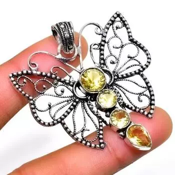 Ювелирный кулон ручной работы с цитрином 925 пробы, посеребренный, 2,08 дюйма 2.08 жёлтый