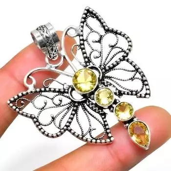 Ювелирный кулон ручной работы с цитрином 925 пробы, посеребренный, 2,08 дюйма 2.08 жёлтый