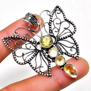 Ювелирный кулон ручной работы с цитрином 925 пробы, посеребренный, 2,08 дюйма 2.08 жёлтый