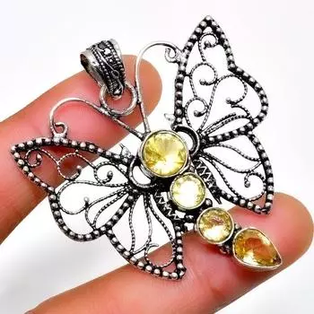 Ювелирный кулон ручной работы с цитрином 925 пробы, посеребренный, 2,08 дюйма 2.08 жёлтый