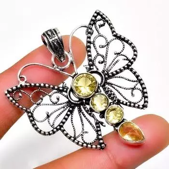 Ювелирный кулон ручной работы с цитрином 925 пробы, посеребренный, 2,08 дюйма 2.08 жёлтый