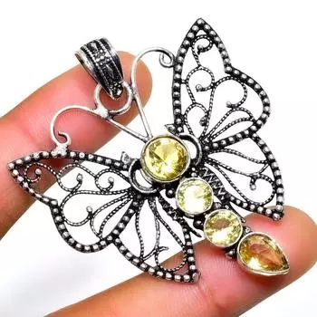 Ювелирный кулон ручной работы с цитрином 925 пробы, посеребренный, 2,08 дюйма 2.08 жёлтый