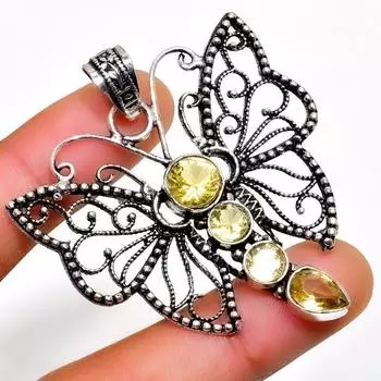 Ювелирный кулон ручной работы с цитрином 925 пробы, посеребренный, 2,08 дюйма 2.08 жёлтый