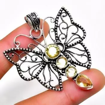 Ювелирный кулон ручной работы с цитрином 925 пробы, посеребренный, 2,08 дюйма 2.08 жёлтый