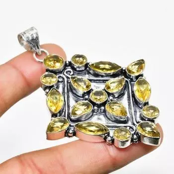 Ювелирный кулон ручной работы с цитрином и серебром 925 пробы 2,84 дюйма 2.84 жёлтый