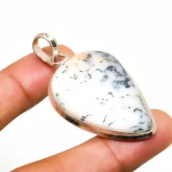 Ювелирный кулон ручной работы с дендритом опалом и серебром 925 пробы 2,08 дюйма 2.08 белый