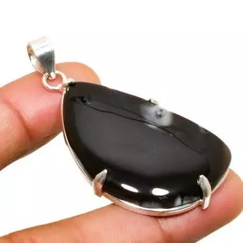 Ювелирный кулон ручной работы с дендритом опалом и серебром 925 пробы 2,08 дюйма 2.08 белый